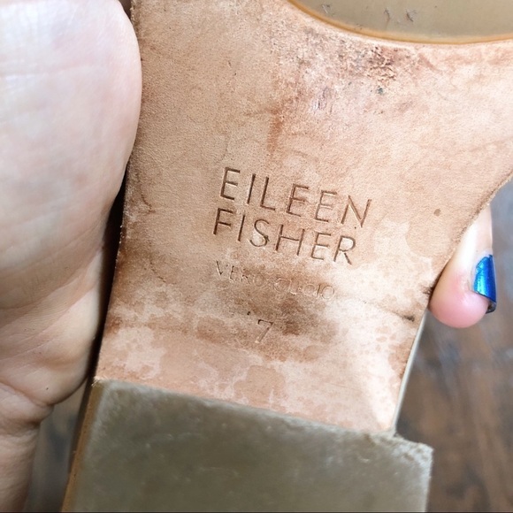 Eileen Fisher • Arts Ankle-Cuff Sandal stone beige wrap heel washed leather - Picture 14 of 15